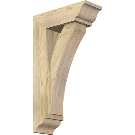 Ekena Millwork Thorton Traditional Rough Sawn Bracket w/ Offset Brace, Douglas Fir, 6"W x 16"D x 28"H BKT0604X16X28THR01RDF